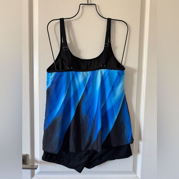 Urchics Women’s Tankini Boyshorts Swimsuit Tummy Control 2 Piece Blue Gradient M - Picture 4 of 9